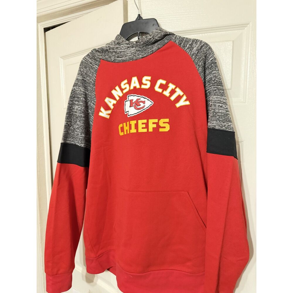 Kansas City Chiefs NFL Team Apparel Men’s XL Pullover Hoodie Red Gray